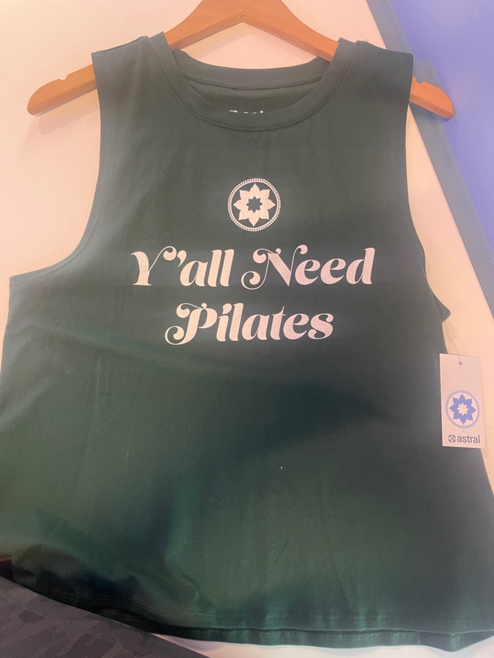 Astral Green 'Y'all Need Pilates' Women's Tank large